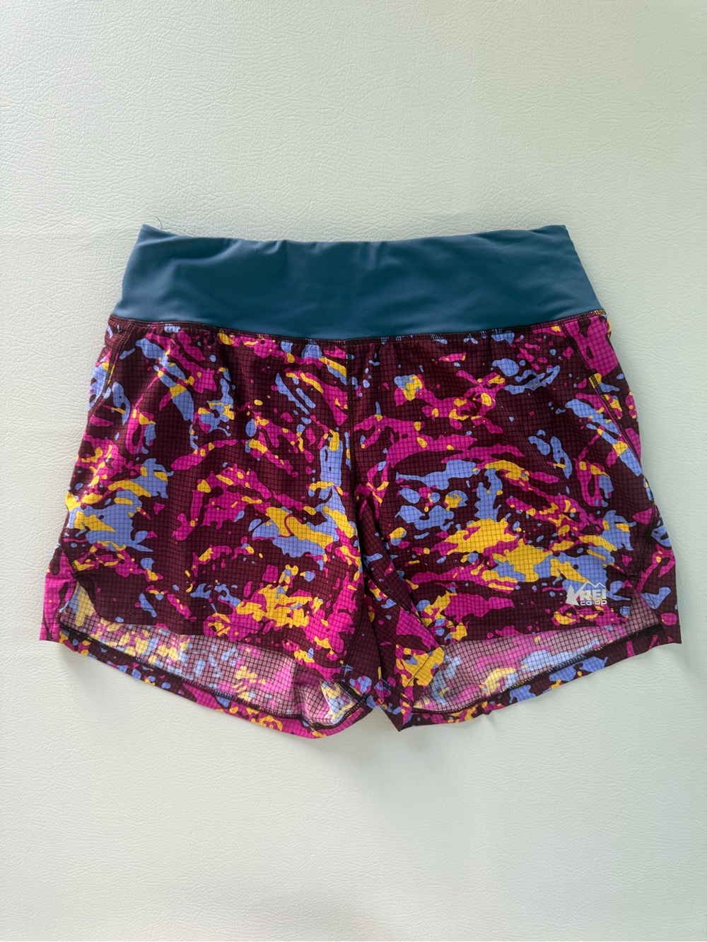 REI Swiftland Purple Abstract Running Shorts Women's size Small - Brief Liner
